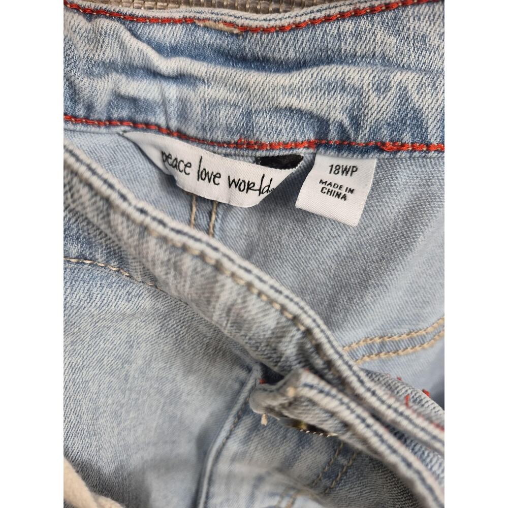 Peace Love World Jeans Womens 18WP Blue High Rise Wide Leg Crop Denim Fringe NEW - Picture 10 of 15